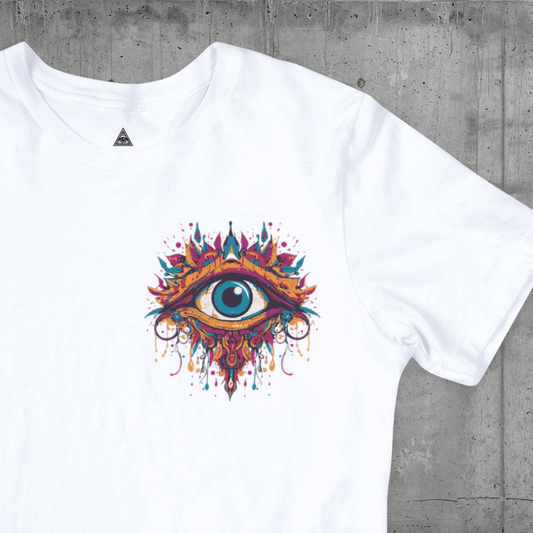 A close up of the front of the 'All Seeing Eye' tee